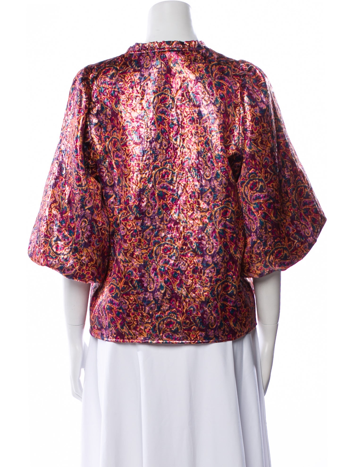 Sézane Floral Print Mock Neck Blouse