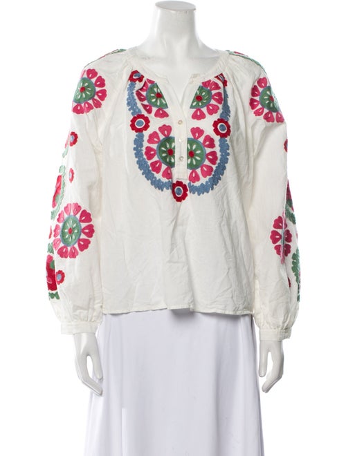 Sézane Printed V-Neck Blouse
