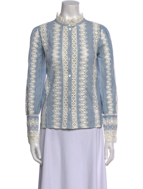 Sézane Printed Mock Neck Blouse