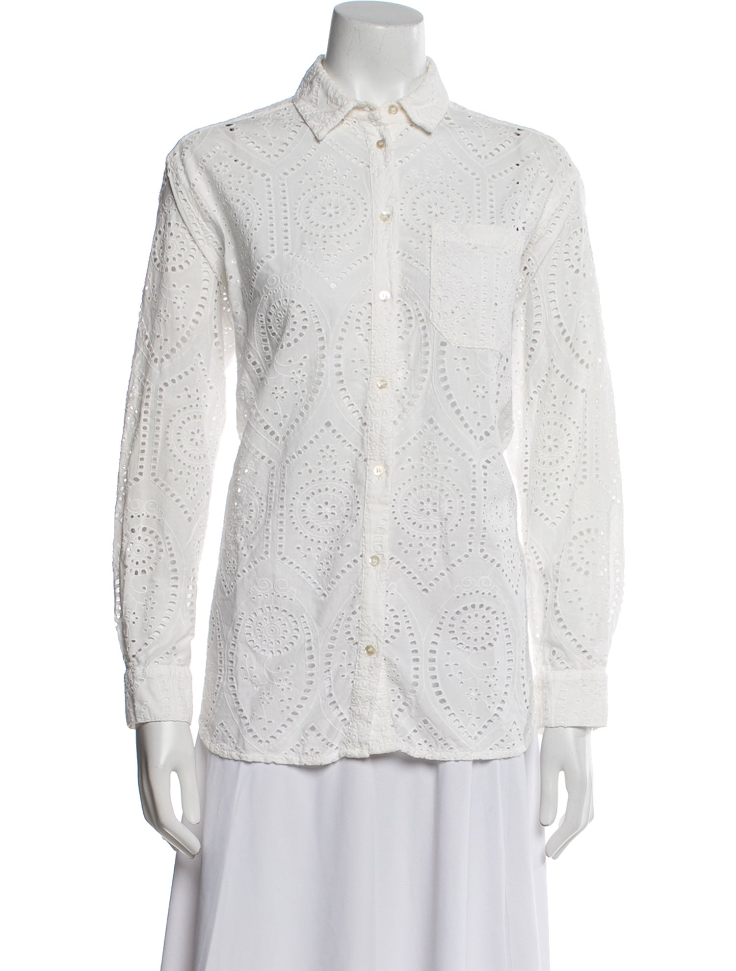 Sézane Patterned Long Sleeve Button-Up Top