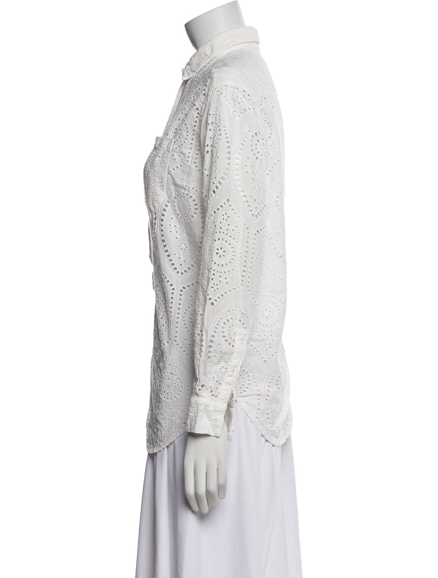 Sézane Patterned Long Sleeve Button-Up Top