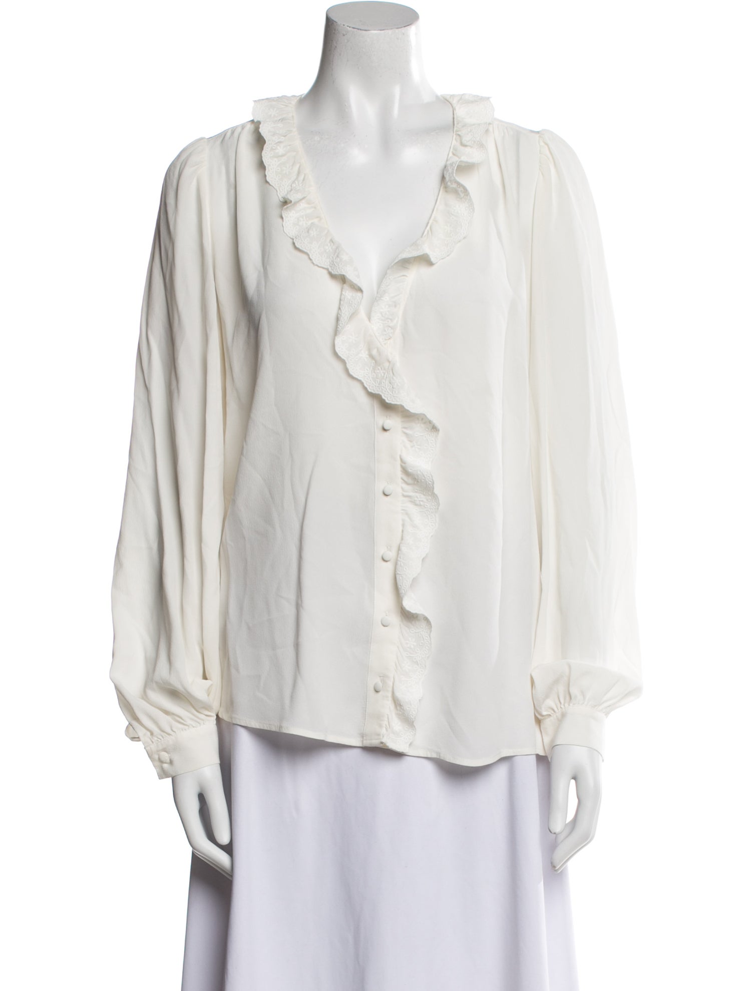 Sézane Silk V-Neck Blouse
