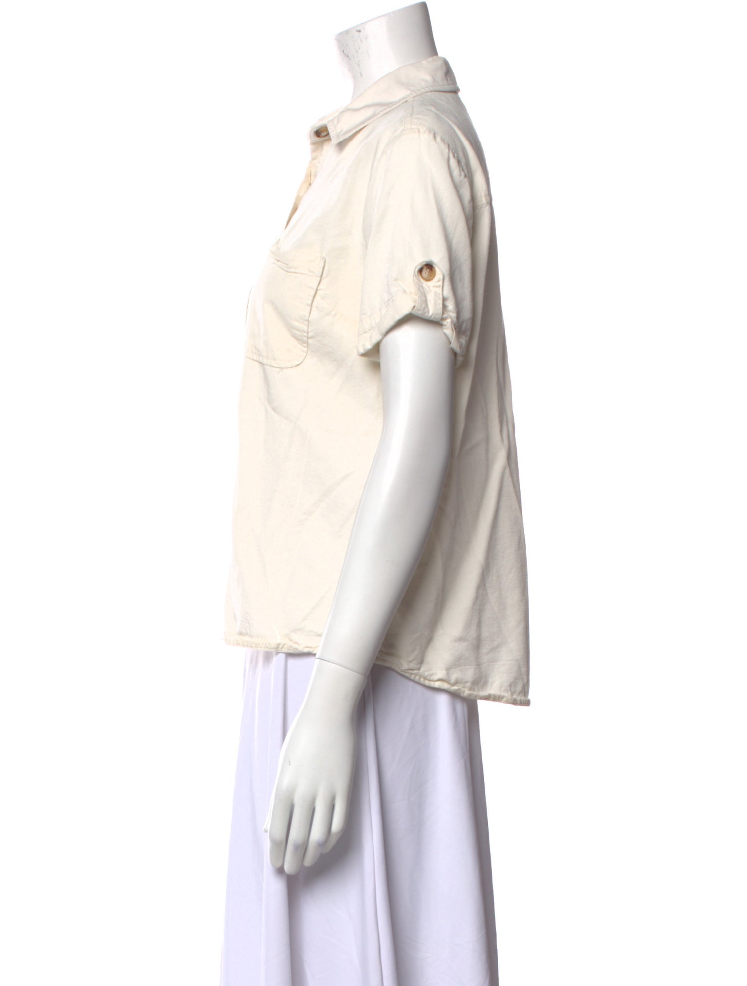 Sézane Short Sleeve Button-Up Top