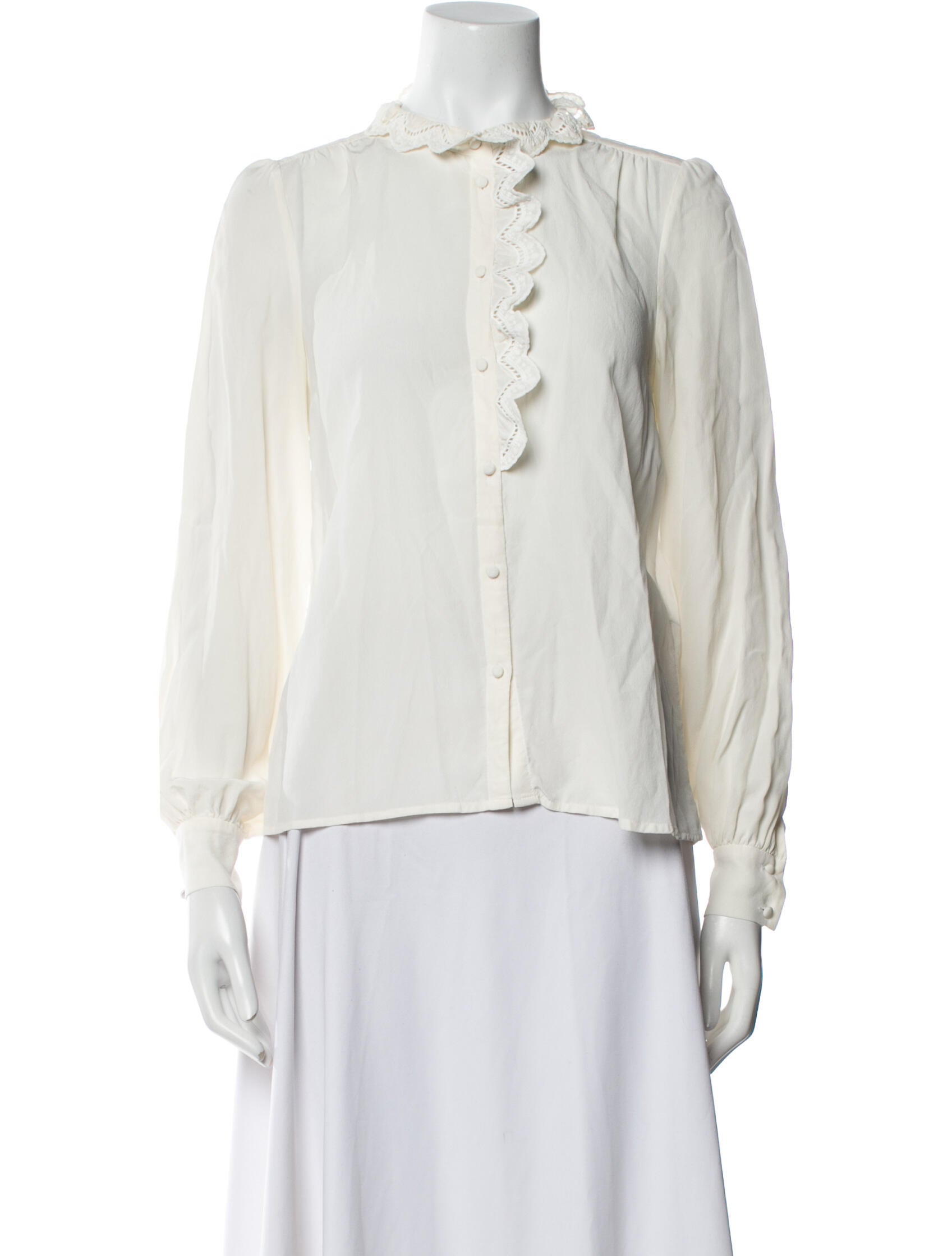 Sézane Silk Mock Neck Blouse