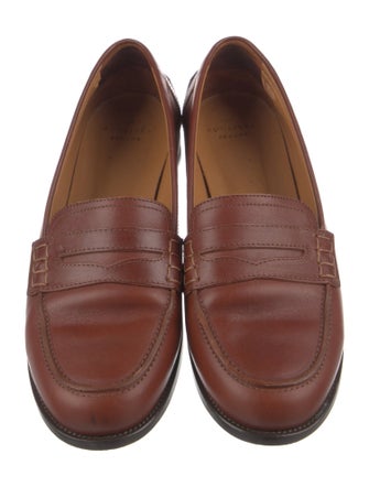 Sézane Leather Cutout Accent Loafers