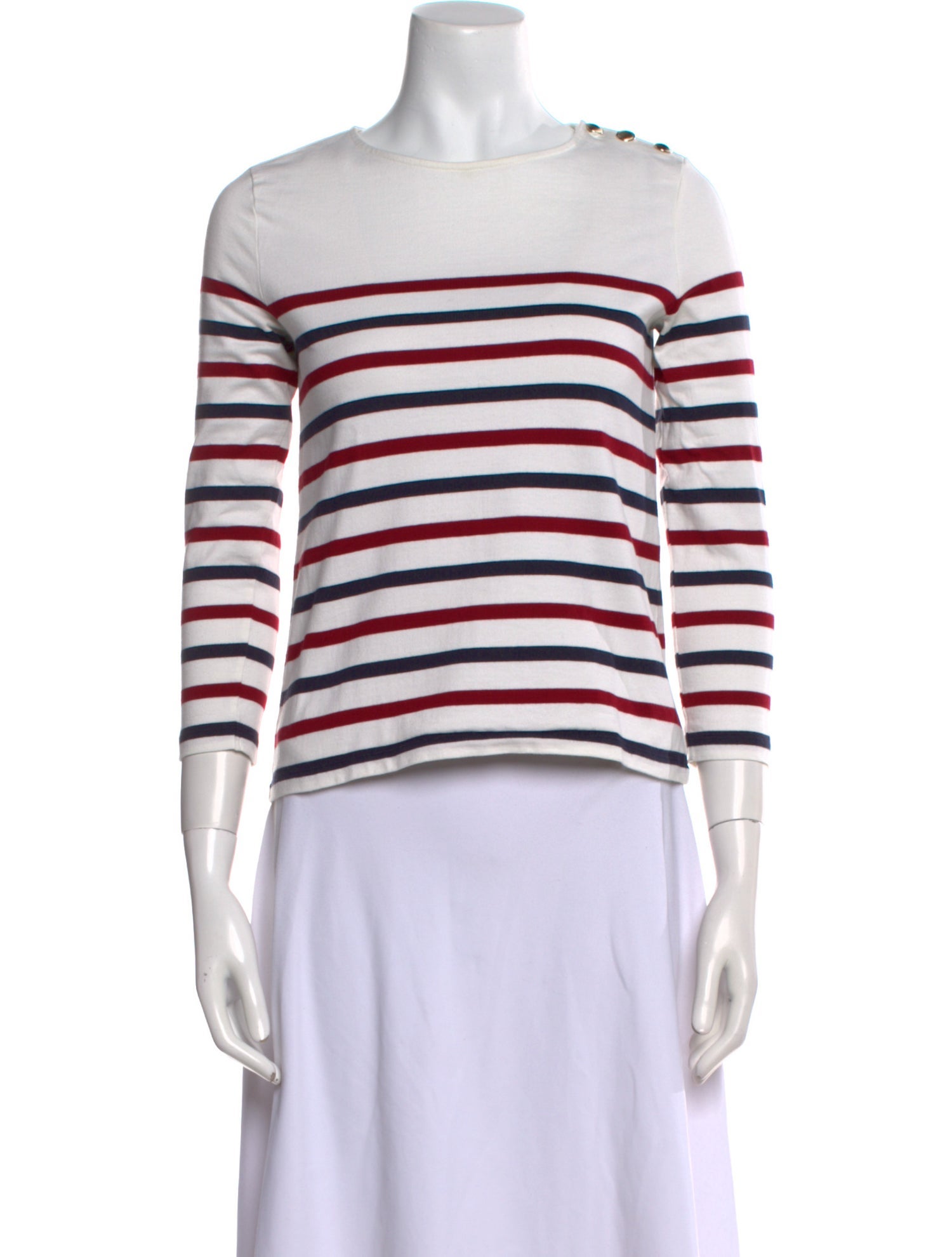 Sézane Striped Crew Neck Crop Top