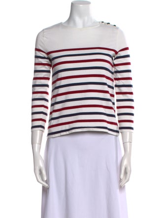 Sézane Striped Crew Neck Crop Top