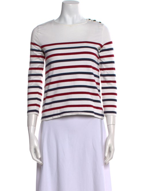 Sézane Striped Crew Neck Crop Top