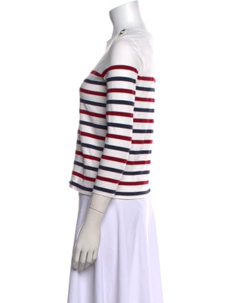 Sézane Striped Crew Neck Crop Top