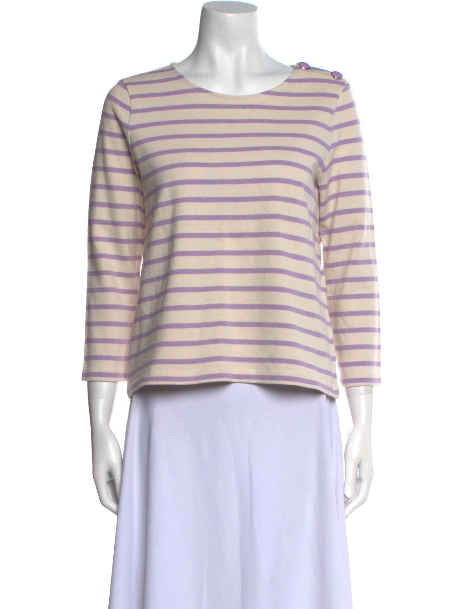 Sézane Striped Bateau Neckline Crop Top