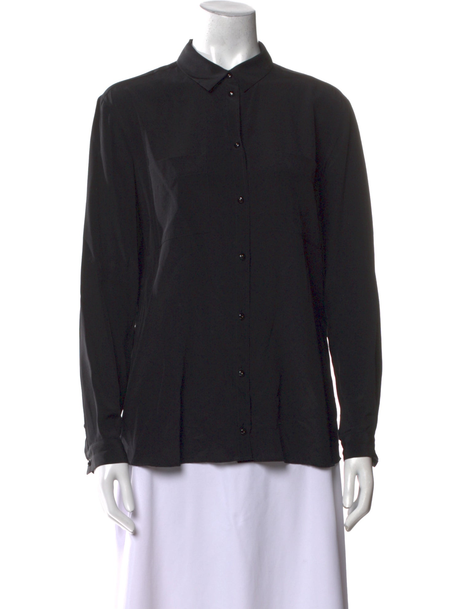 Sézane Silk Long Sleeve Button-Up Top