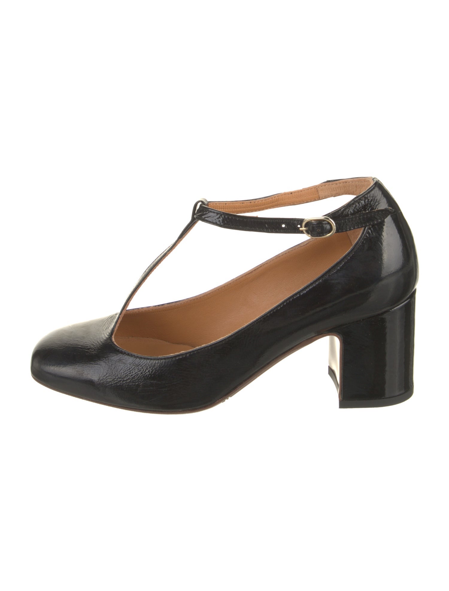 Sézane Patent Leather T-Strap Pumps