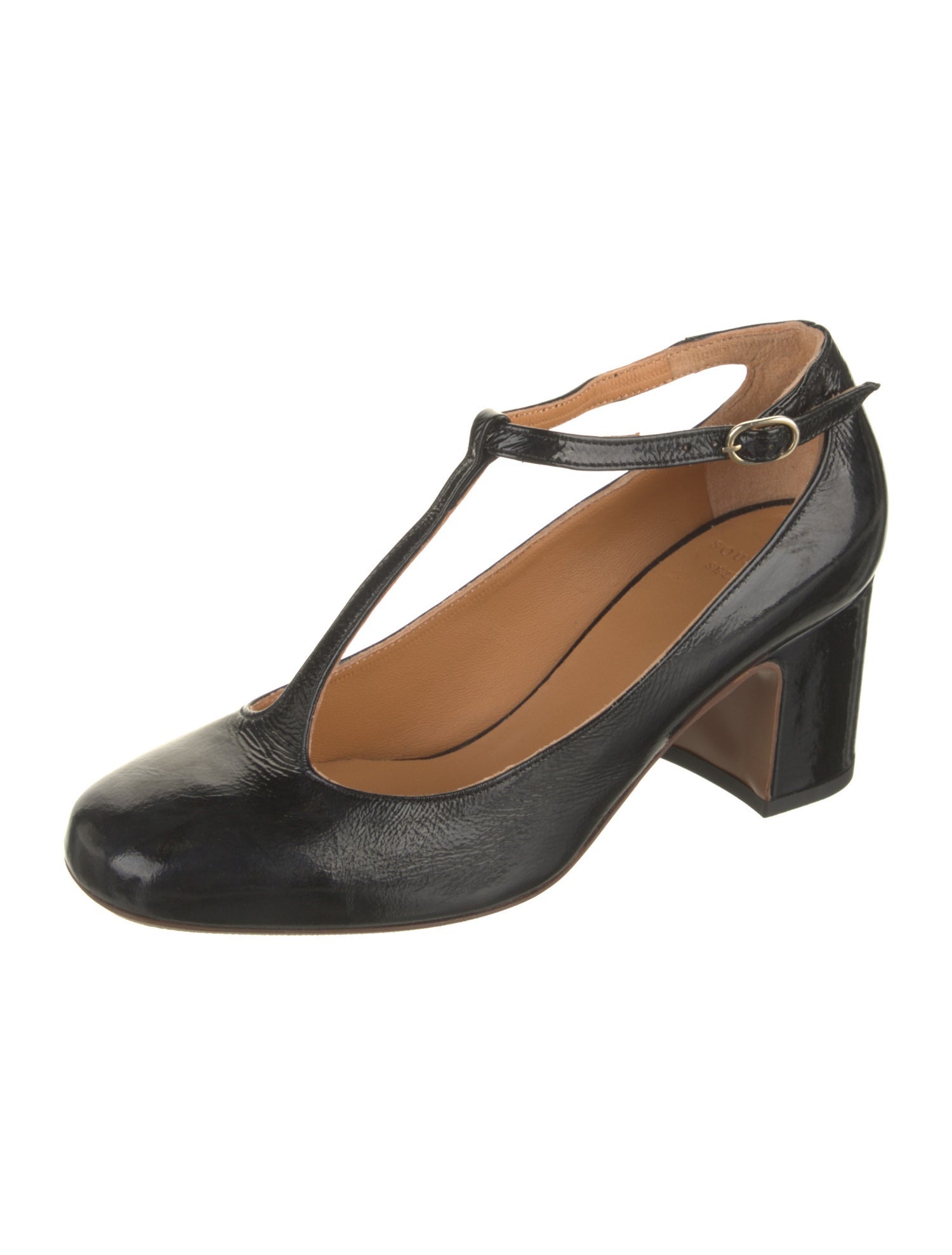 Sézane Patent Leather T-Strap Pumps