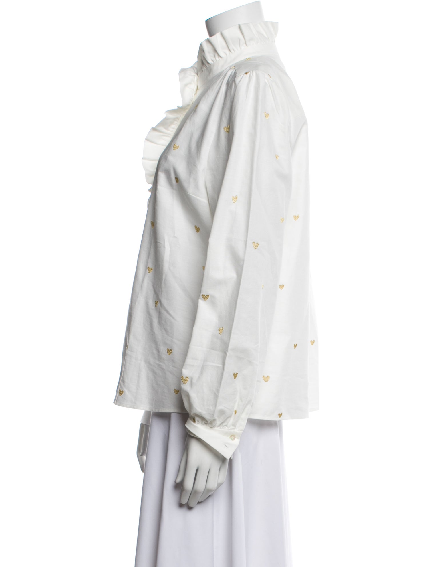 Sézane Printed Mock Neck Button-Up Top