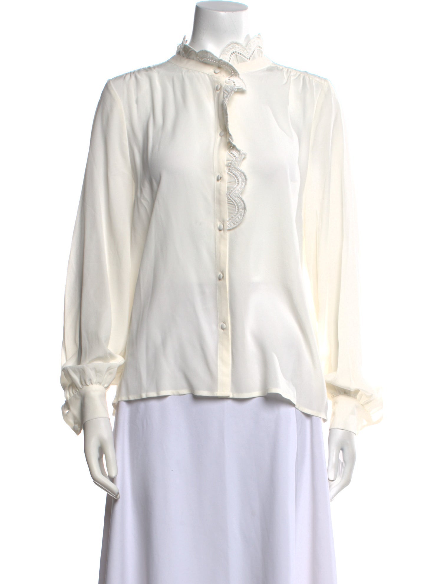 Sézane Silk Mock Neck Blouse