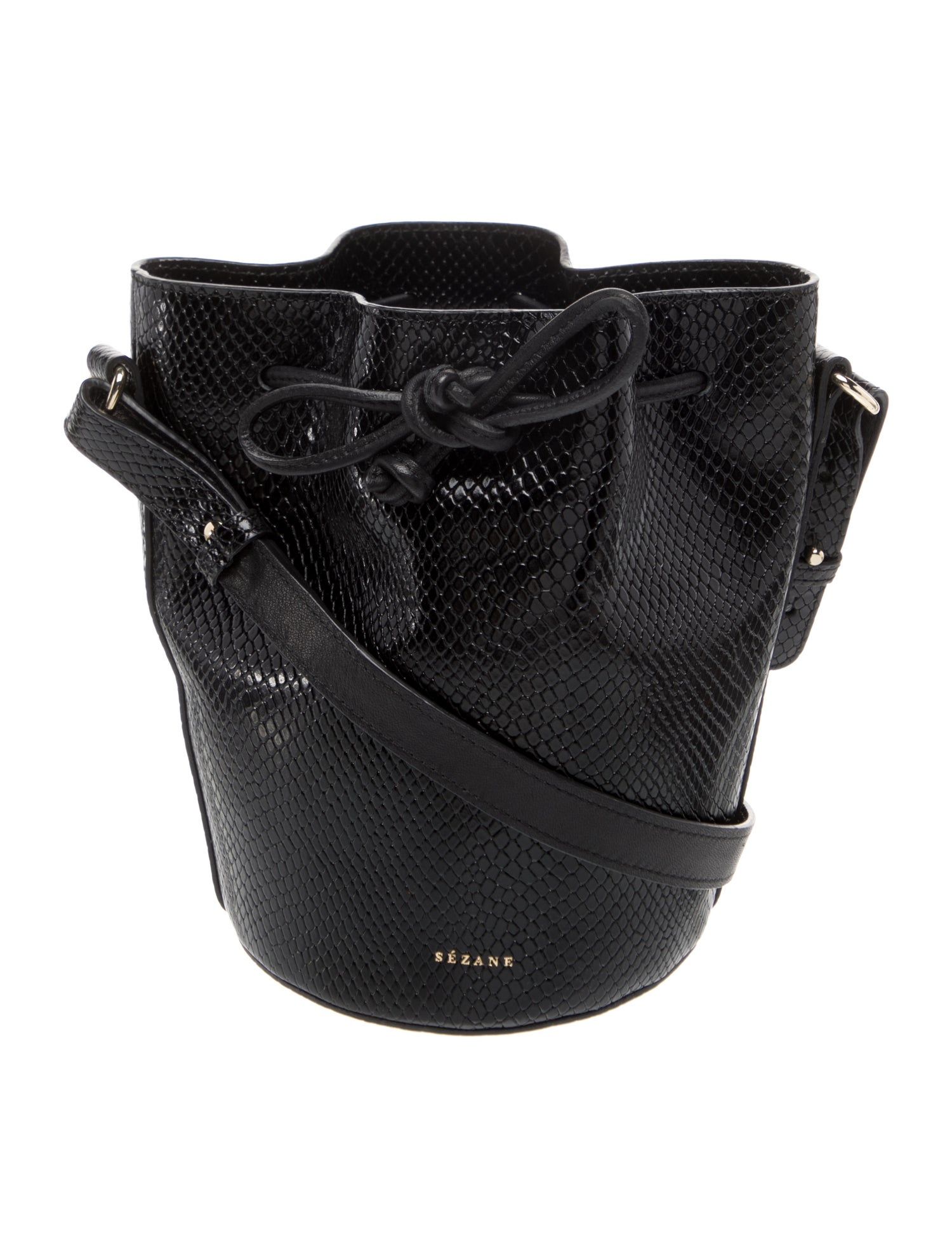 Sézane Embossed Leather Bucket Bag