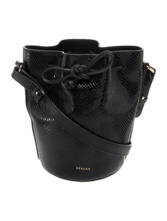 Sézane Embossed Leather Bucket Bag