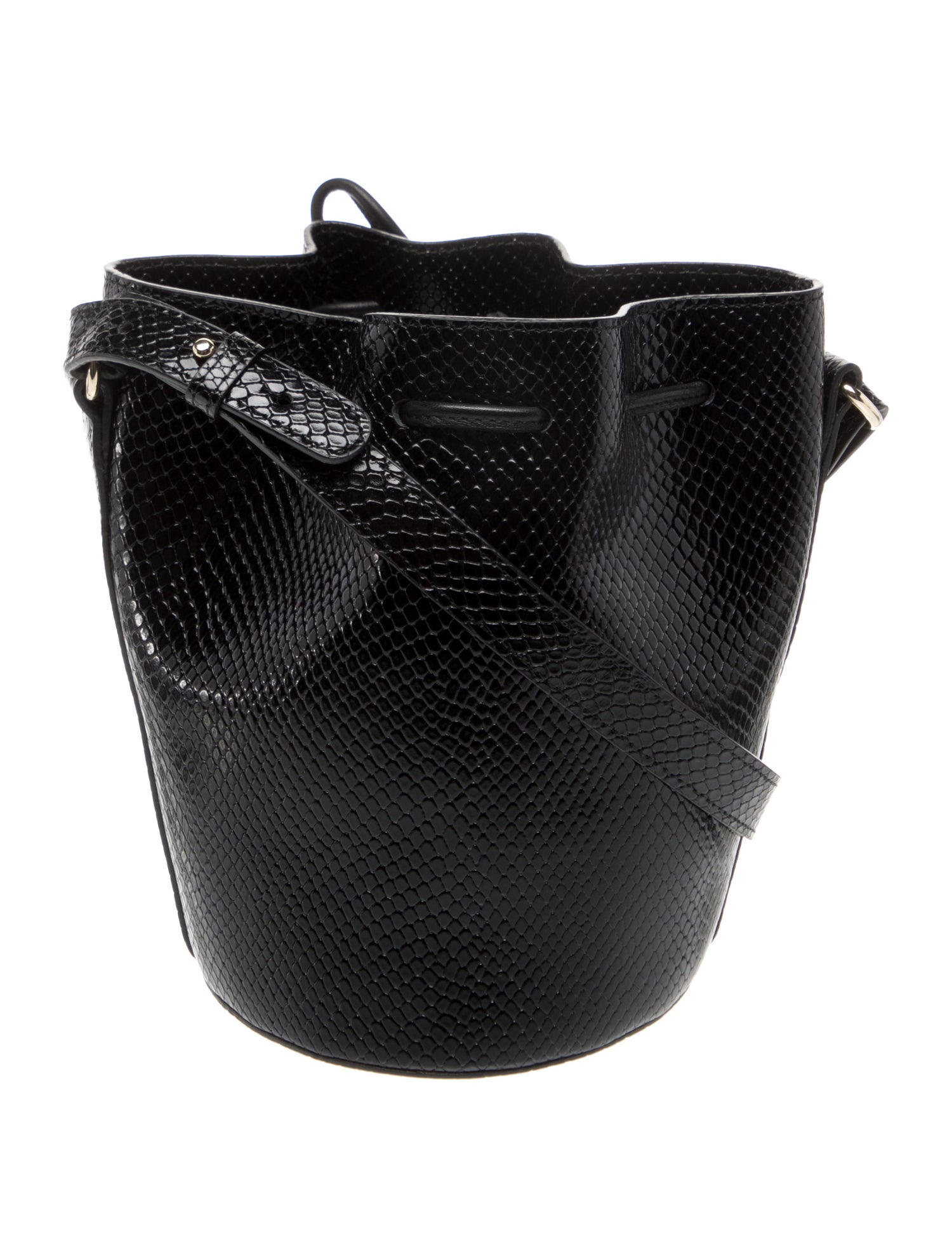 Sézane Embossed Leather Bucket Bag