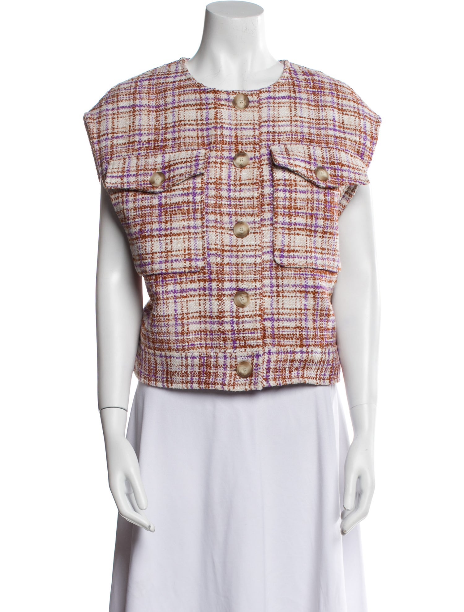 Sézane Tweed Pattern Vest