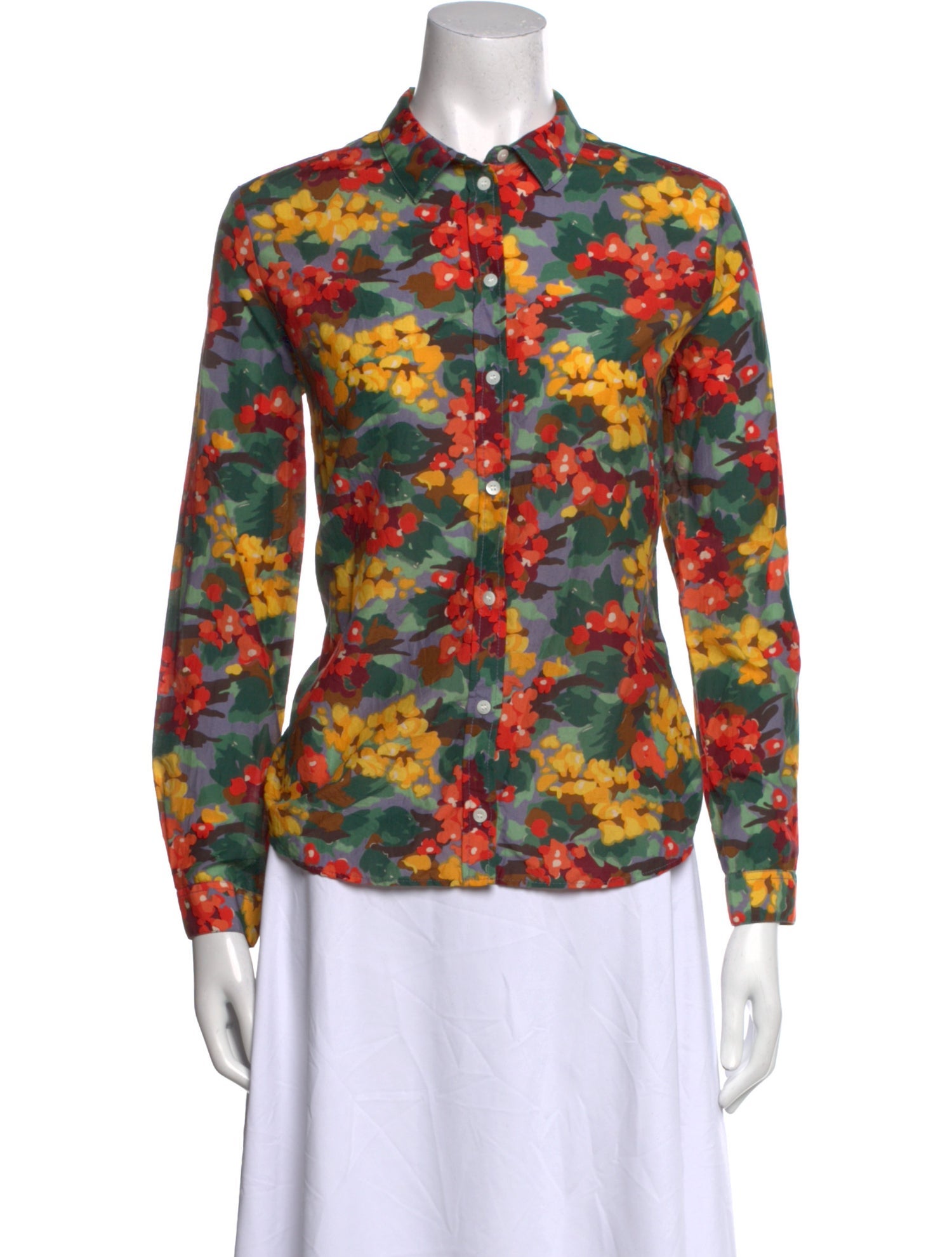 Sézane Floral Print Long Sleeve Button-Up Top