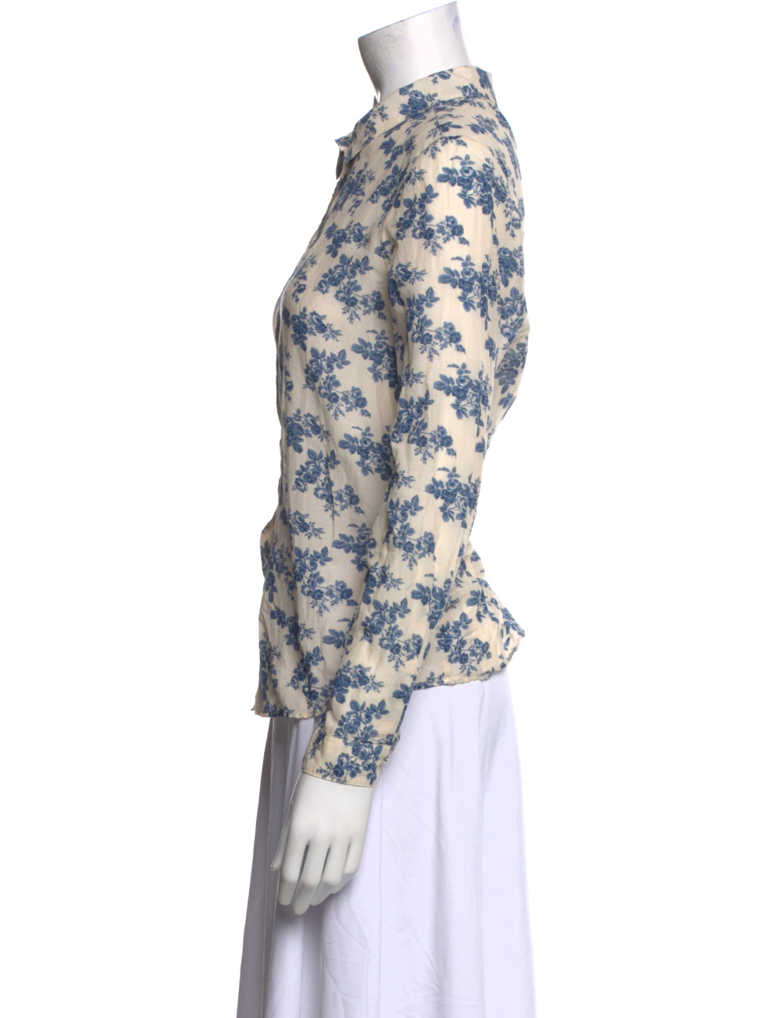 Sézane Floral Print Long Sleeve Button-Up Top