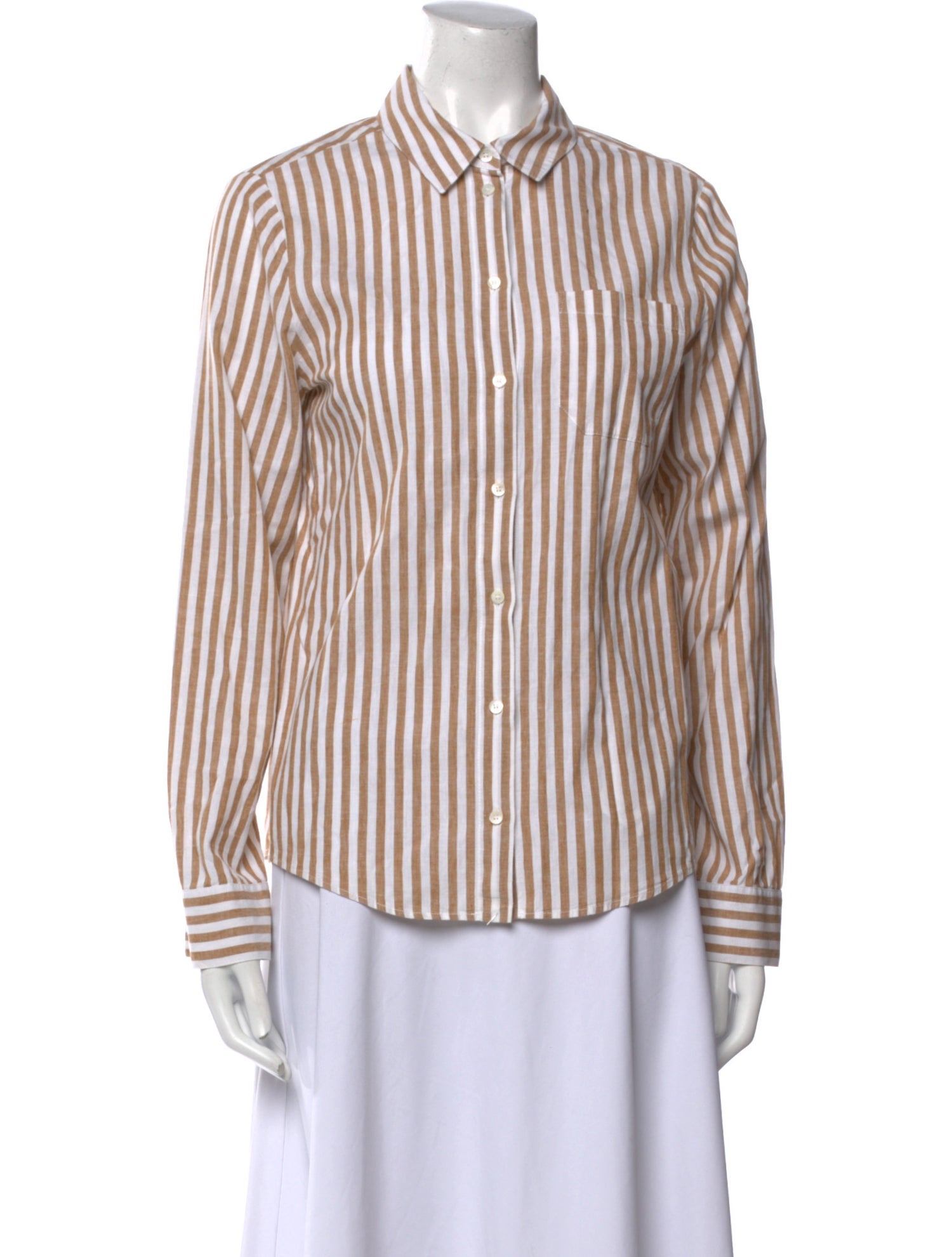 Sézane Striped Long Sleeve Button-Up Top