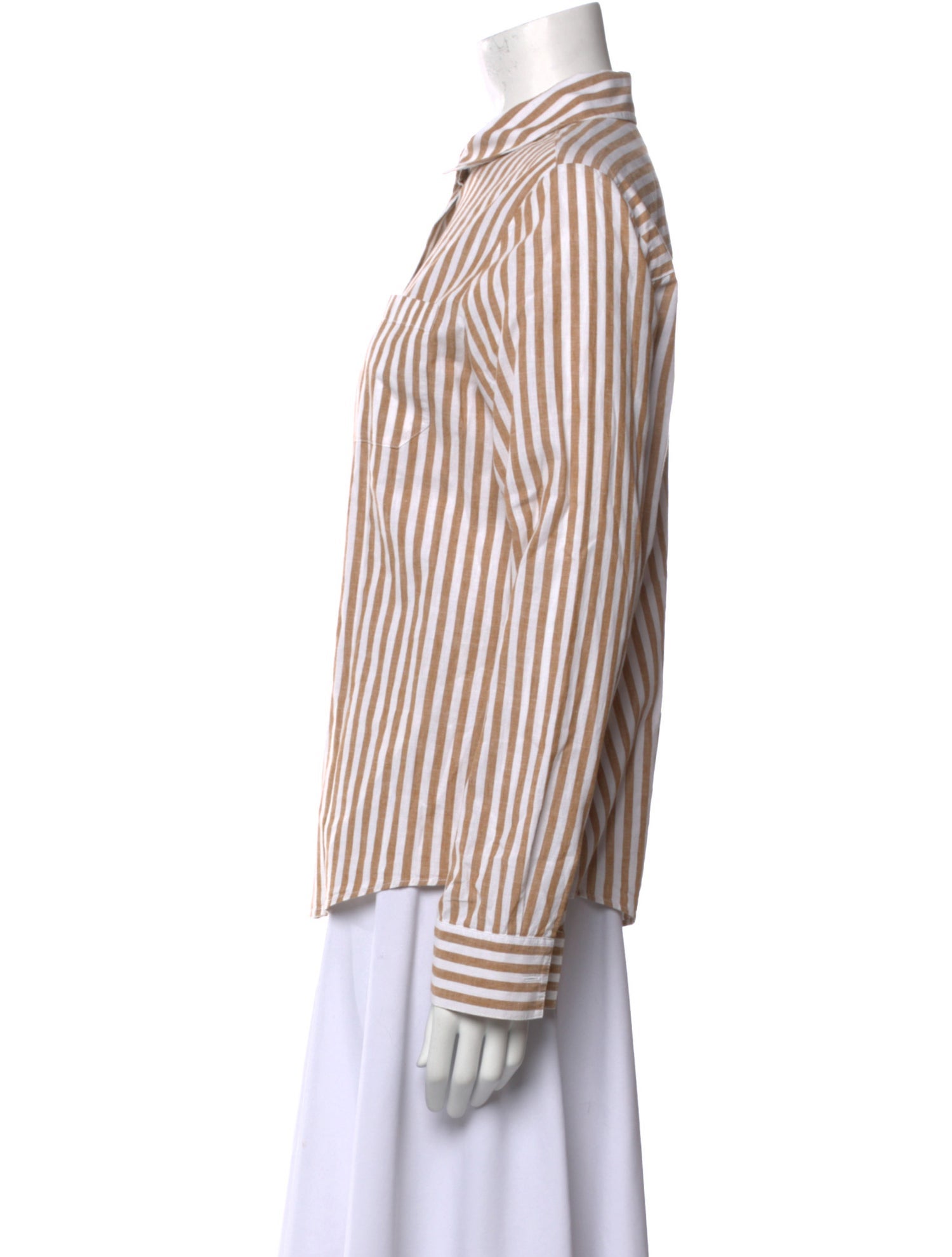 Sézane Striped Long Sleeve Button-Up Top