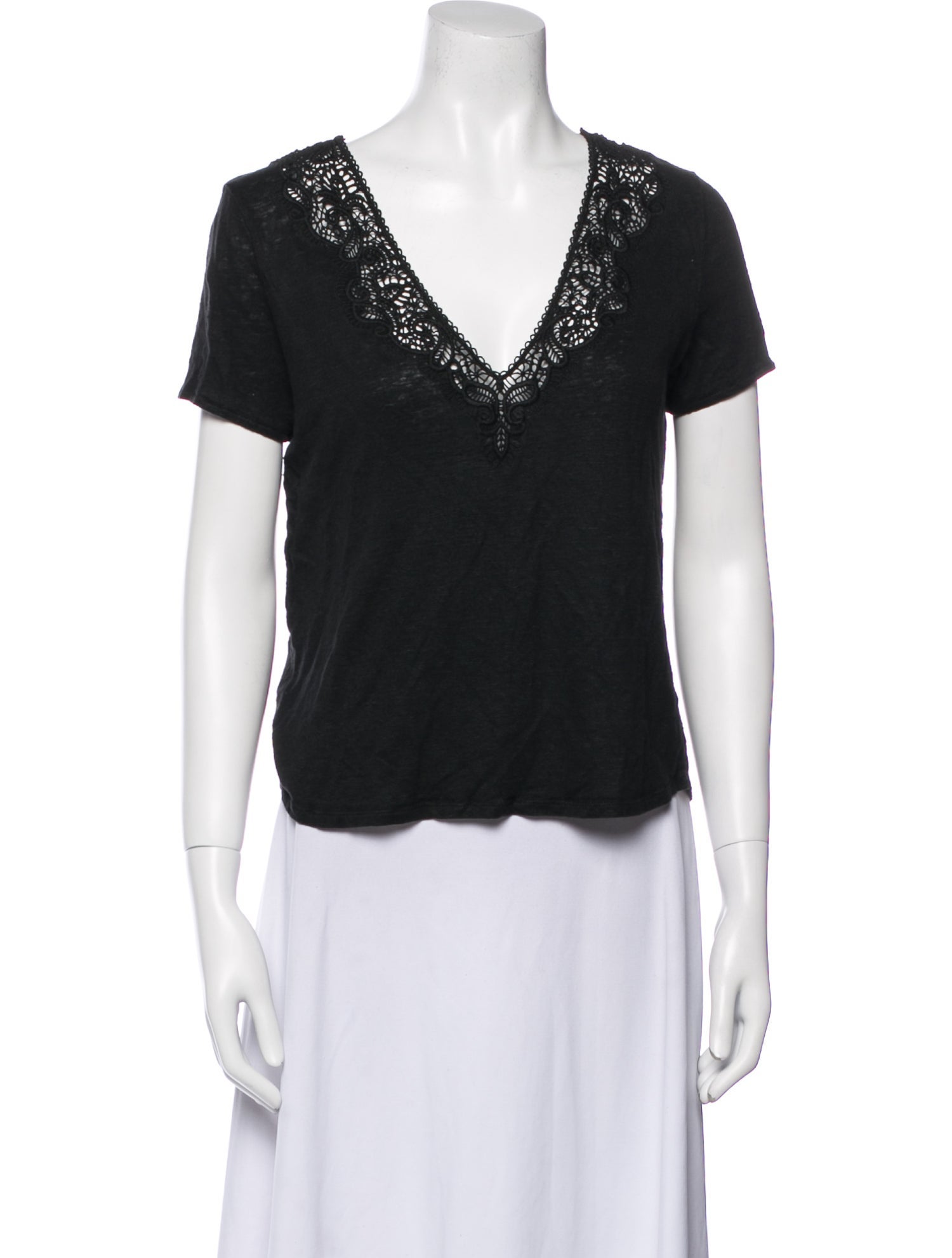 Sézane Linen V-Neck Crop Top