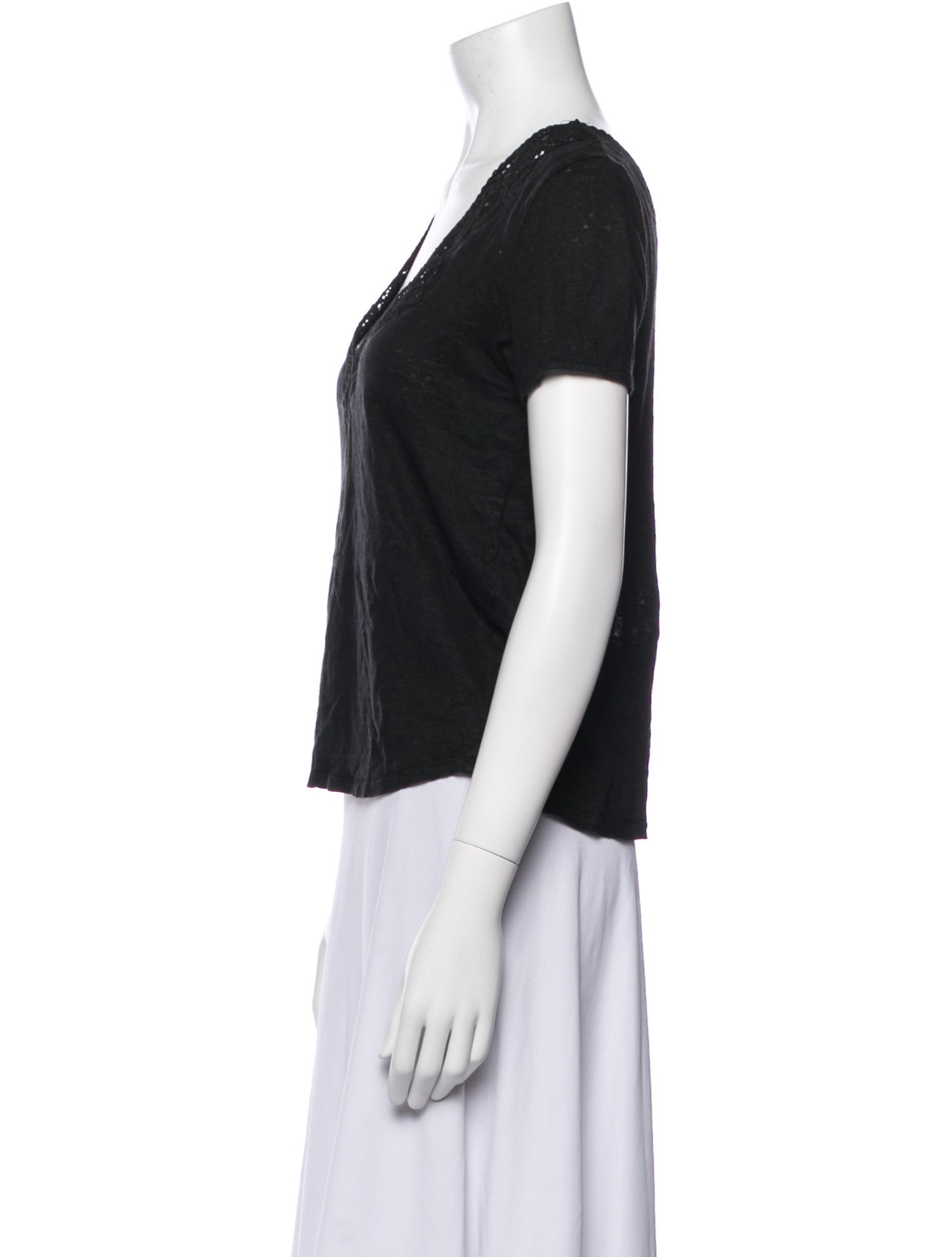Sézane Linen V-Neck Crop Top