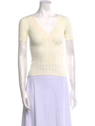 Sézane V-Neck Short Sleeve Top