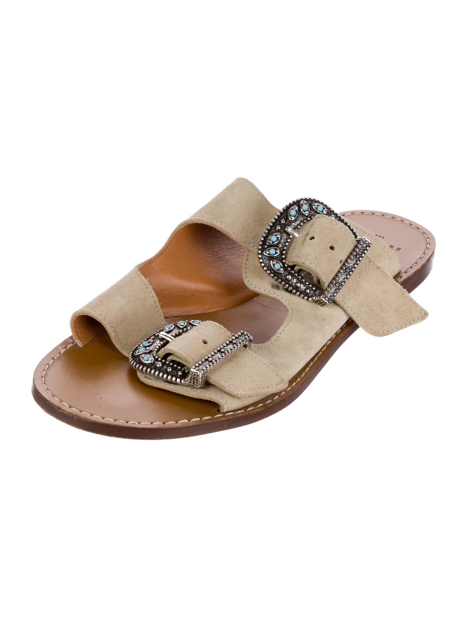 Sézane Suede Crystal Embellishments Slides