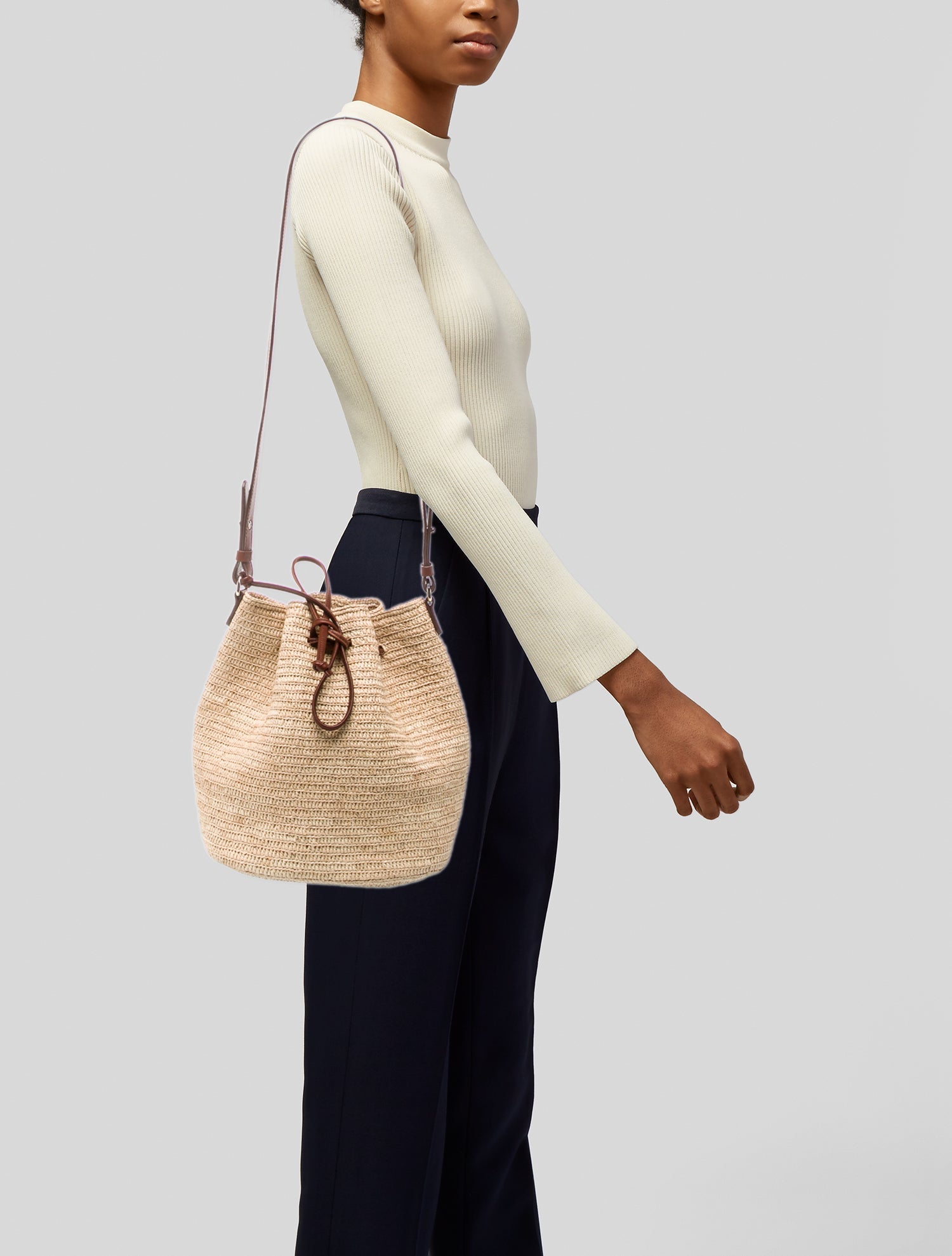 Sézane Raffia Bucket Bag