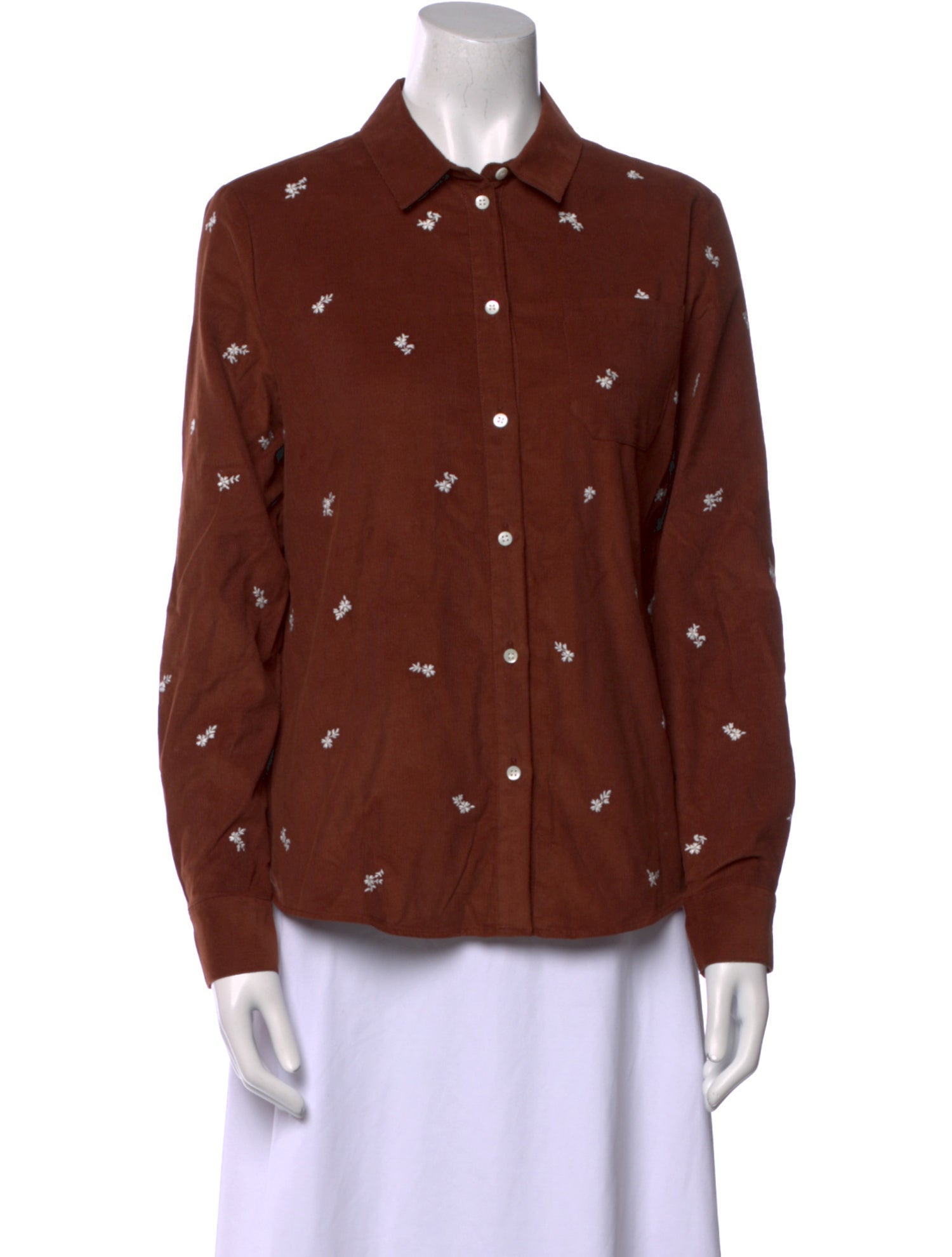 Sézane Printed Long Sleeve Button-Up Top w/ Tags