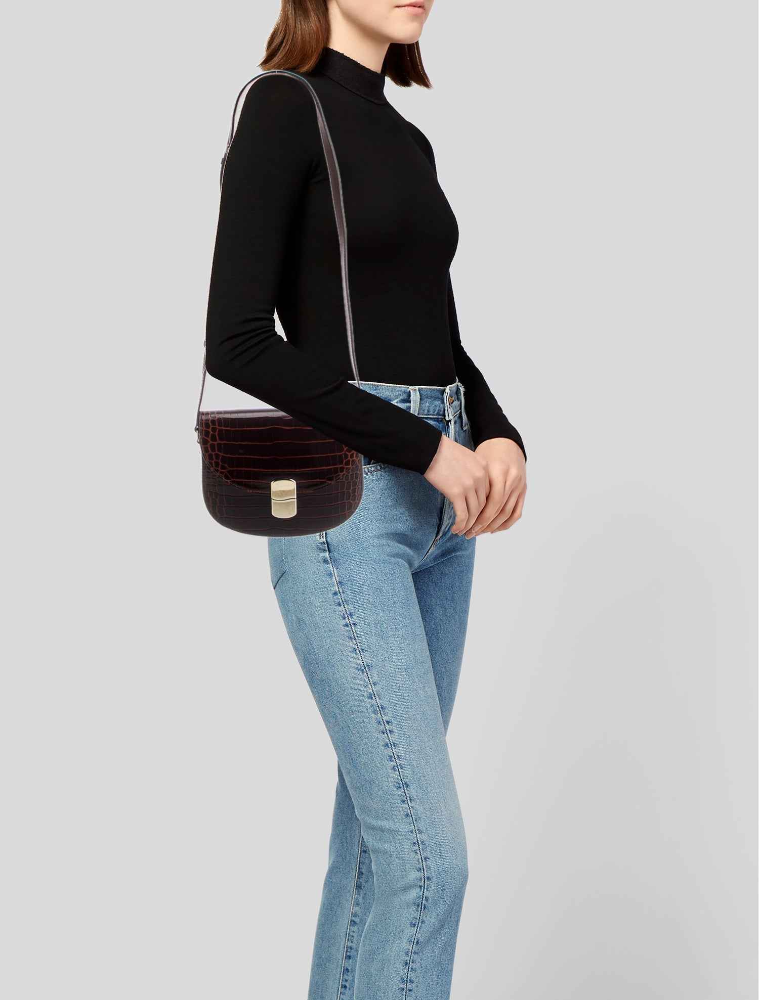 Sézane Embossed Leather Shoulder Bag