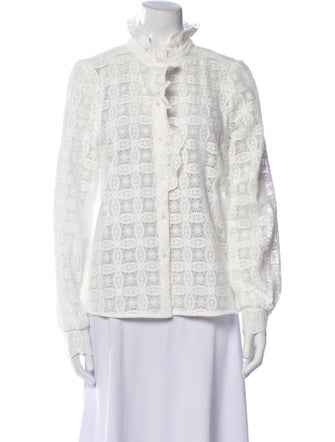 Sézane Printed Mock Neck Blouse