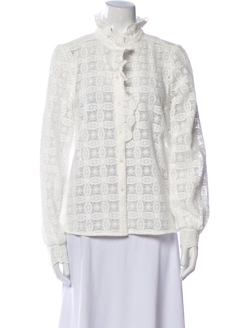 Sézane Printed Mock Neck Blouse