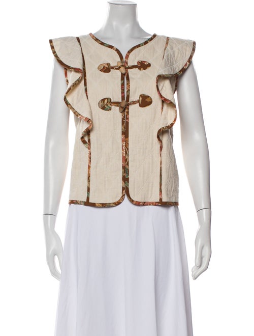 Sézane Graphic Print V-Neck Top