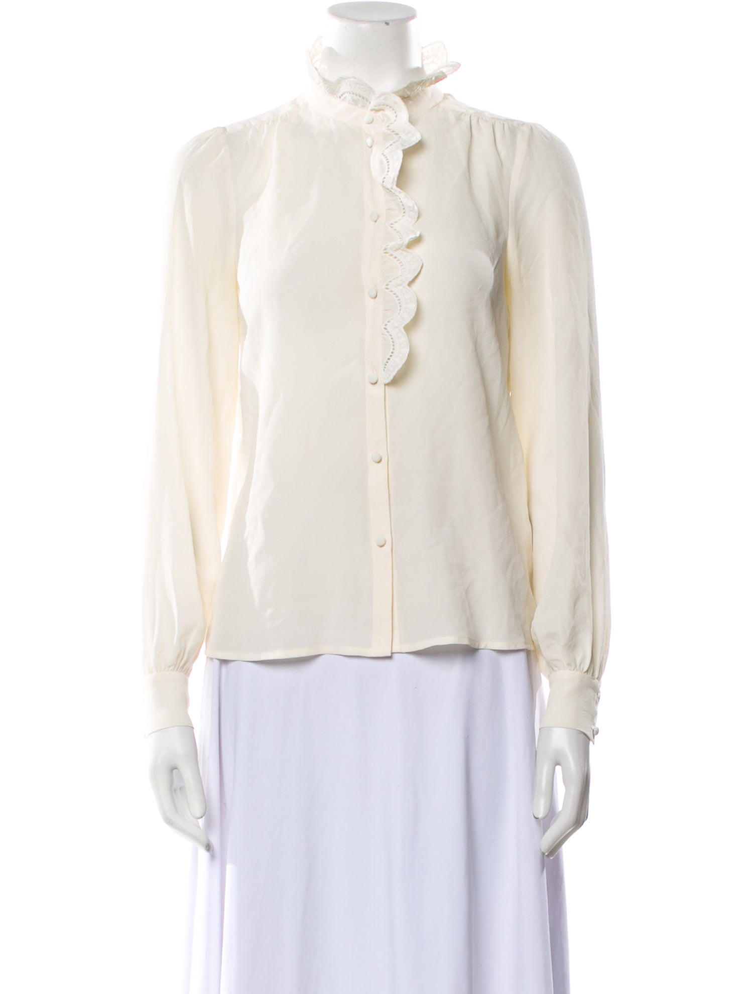 Sézane Silk Mock Neck Blouse