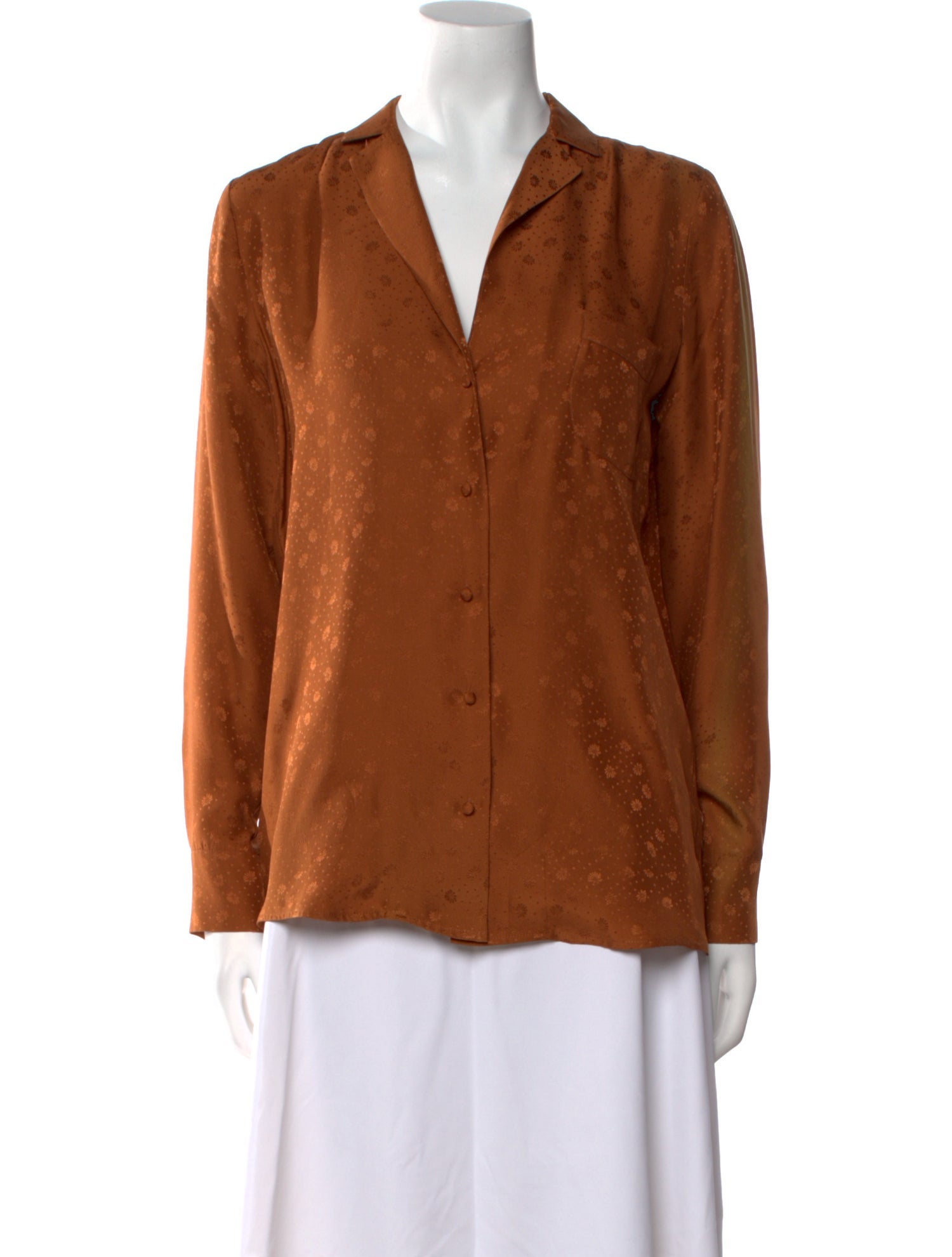 Sézane Silk V-Neck Button-Up Top