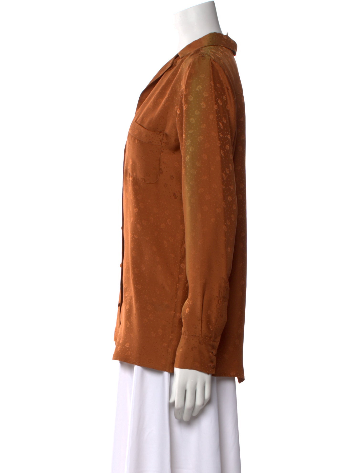 Sézane Silk V-Neck Button-Up Top