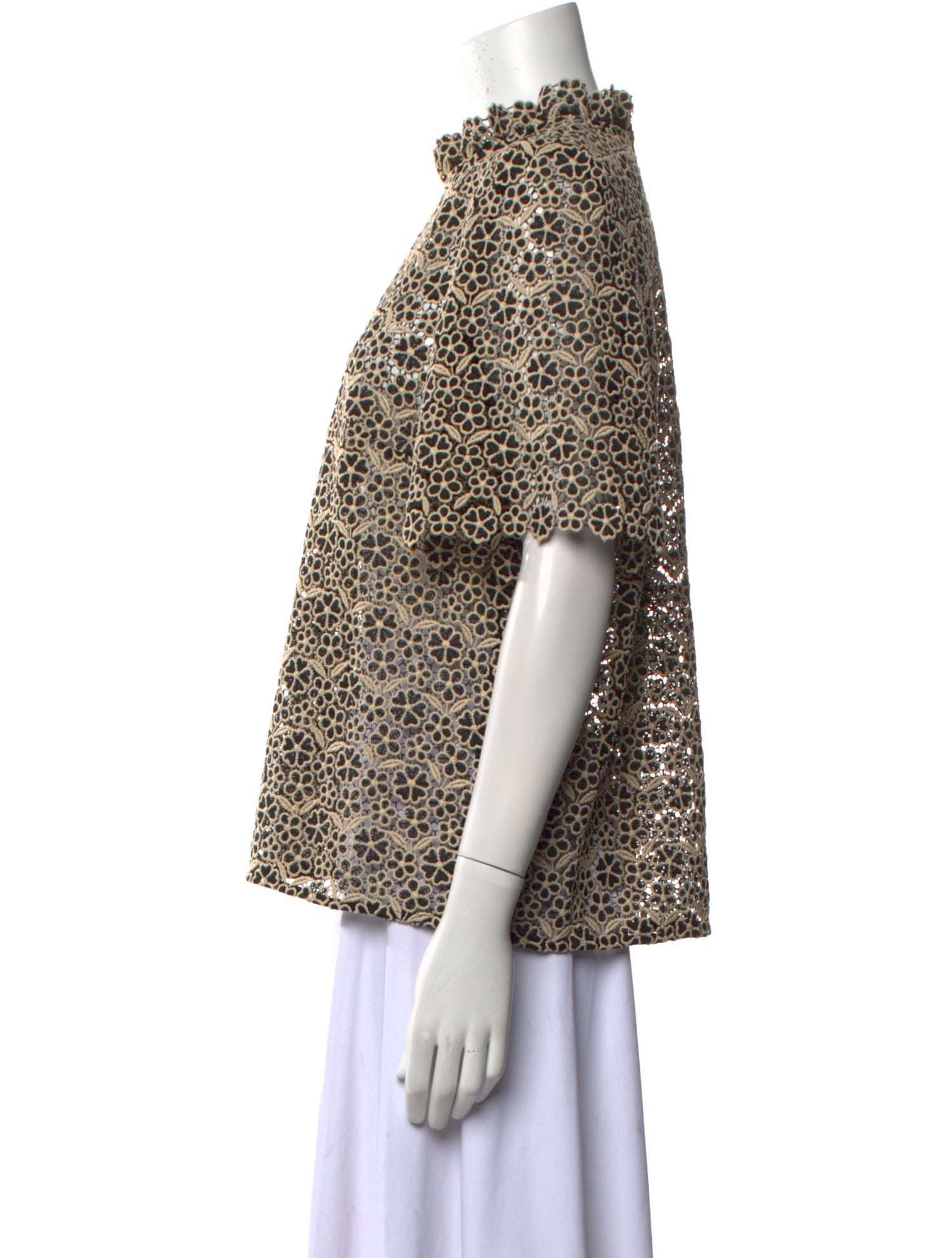 Sézane Floral Print Mock Neck Blouse