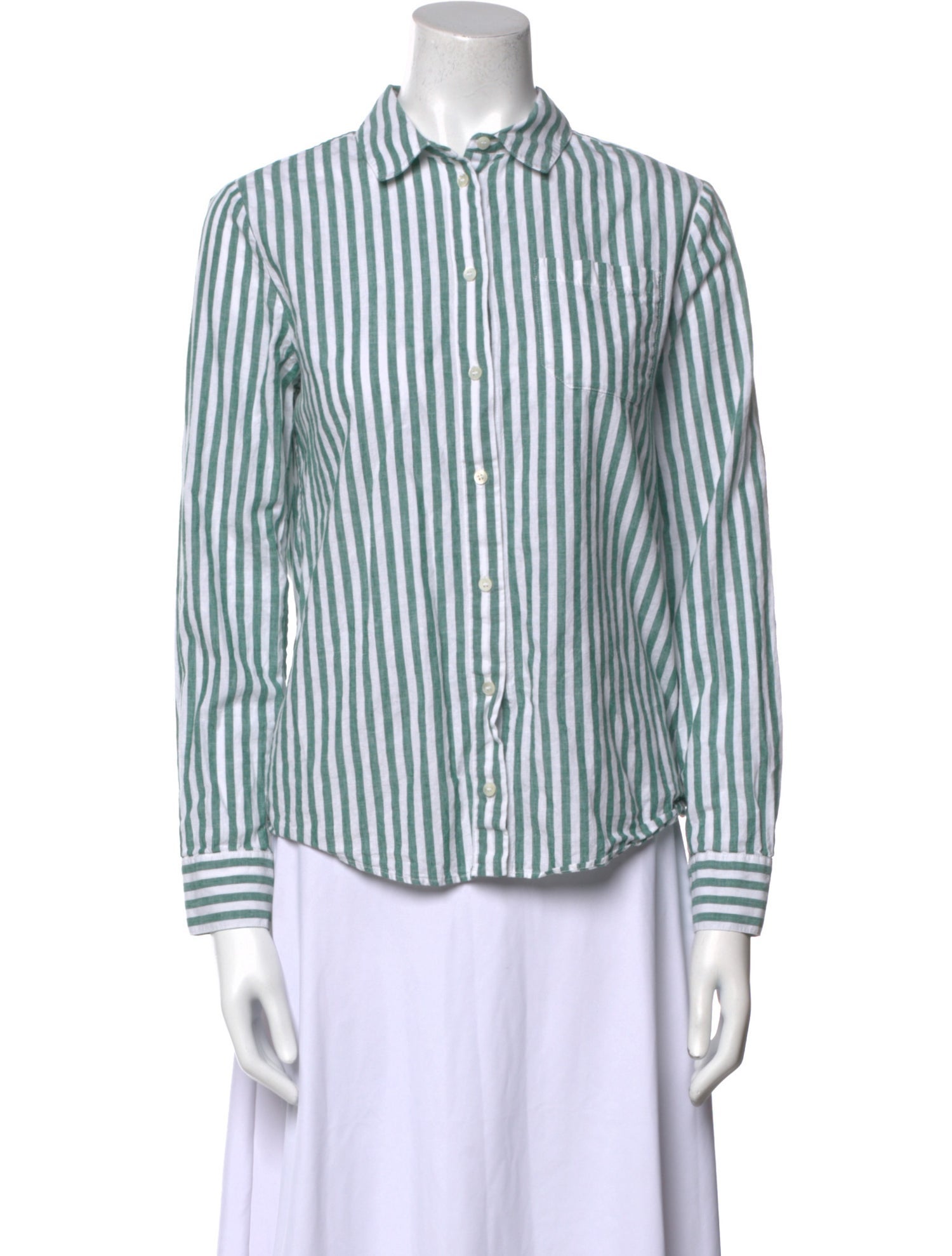 Sézane Striped Long Sleeve Button-Up Top