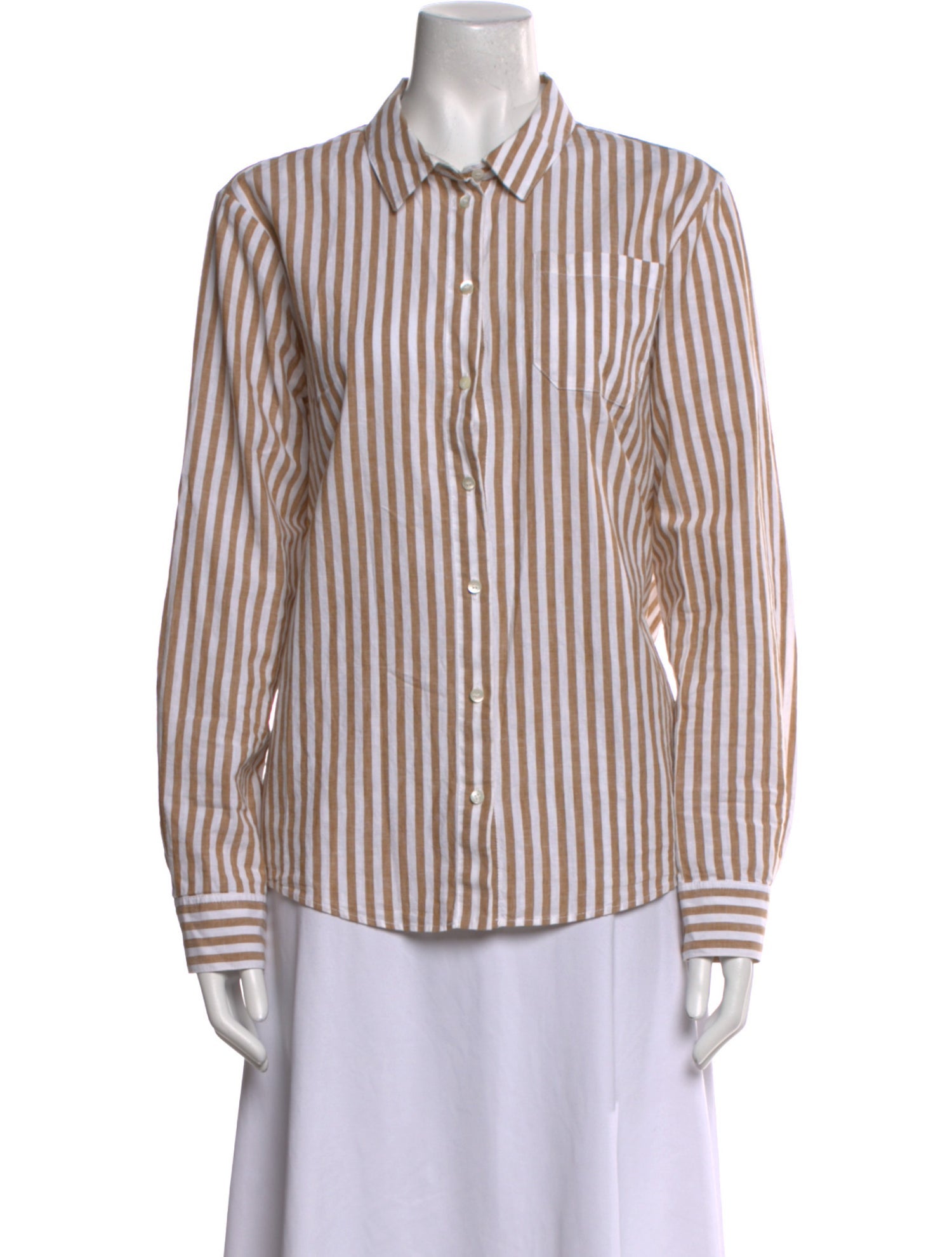 Sézane Striped Long Sleeve Button-Up Top