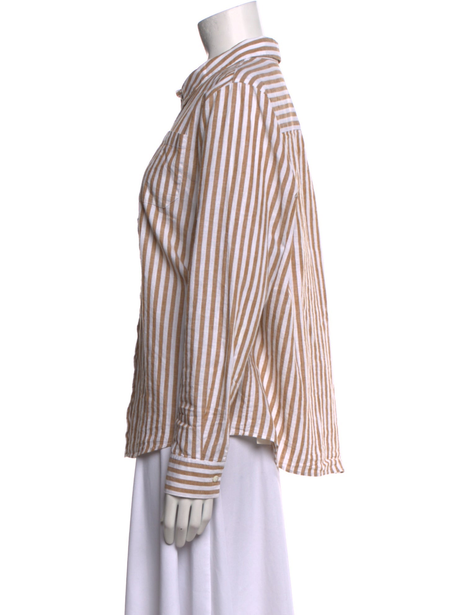 Sézane Striped Long Sleeve Button-Up Top