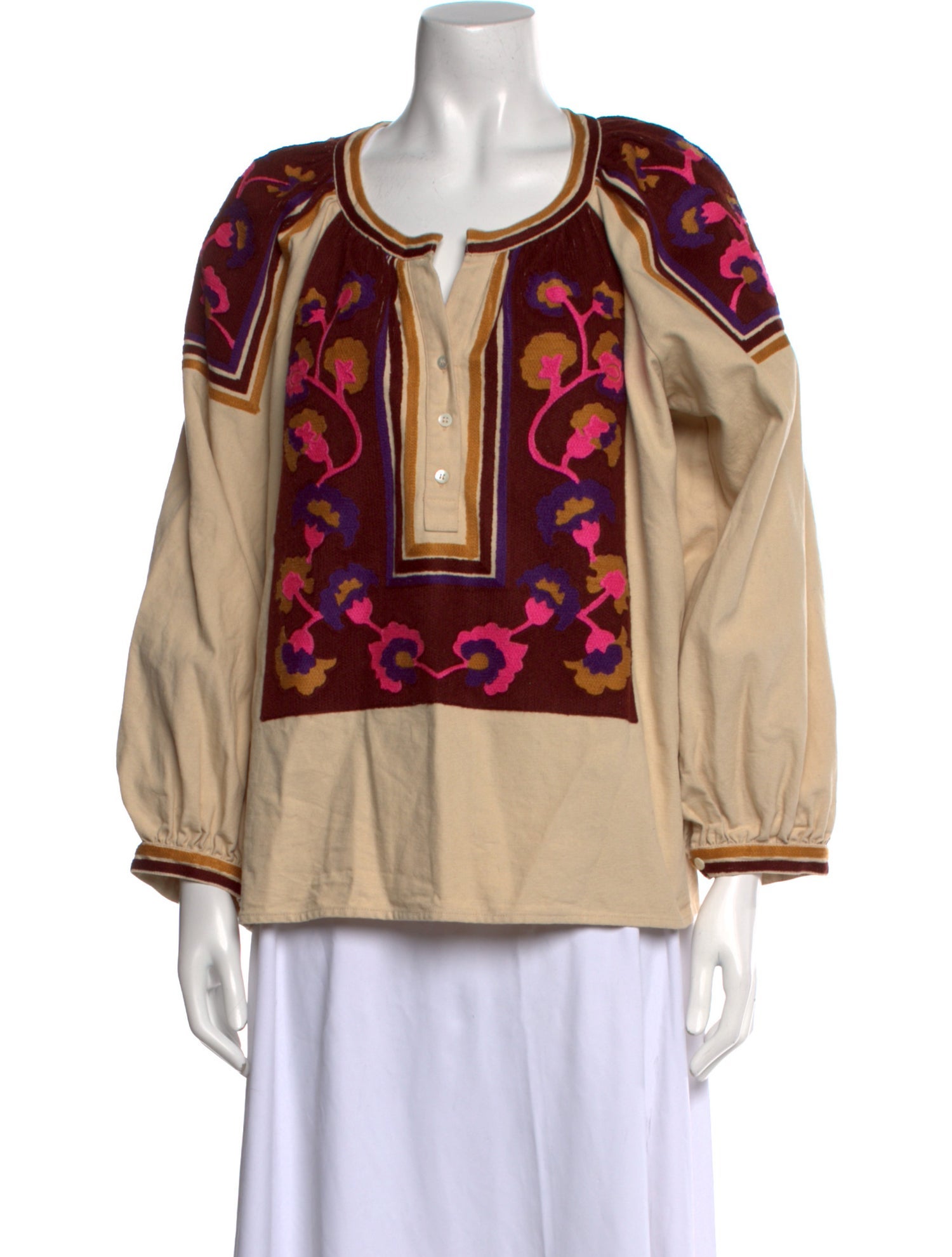 Sézane Printed Scoop Neck Blouse