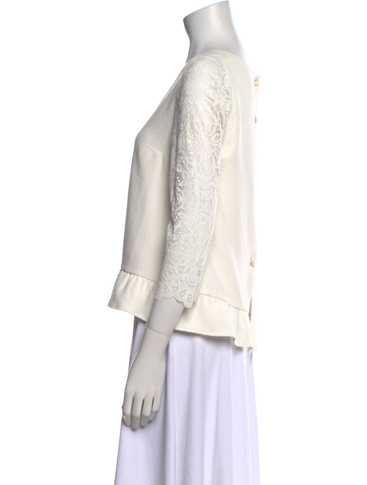 Sézane V-Neck Three-Quarter Sleeve Crop Top