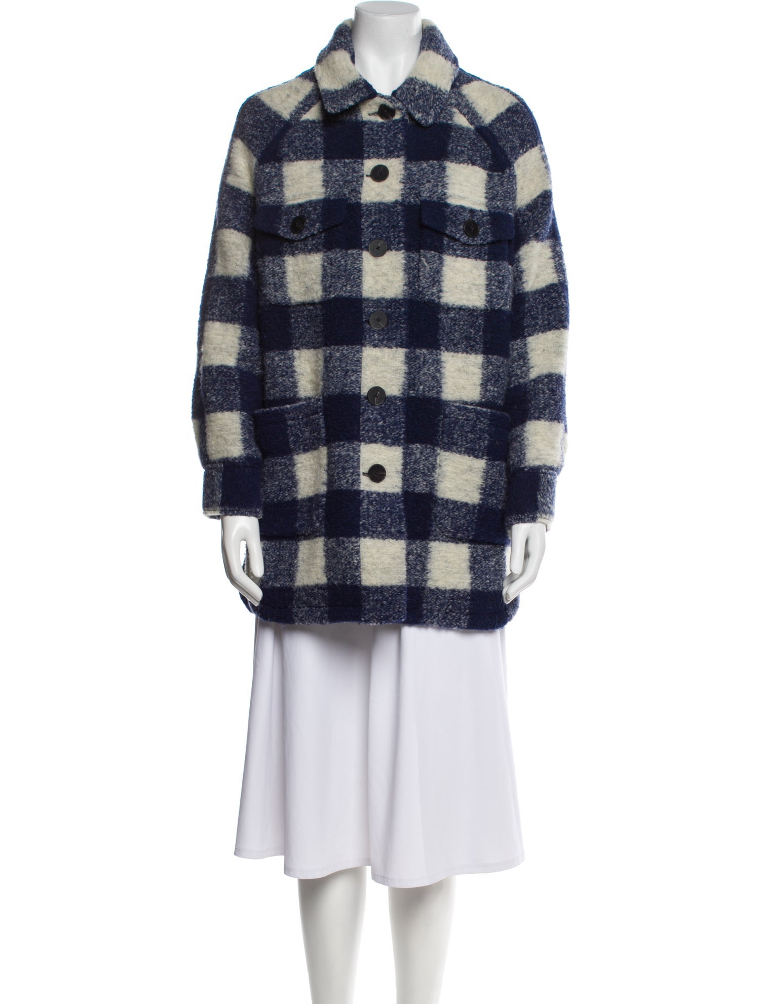 Sézane Wool Plaid Print Jacket