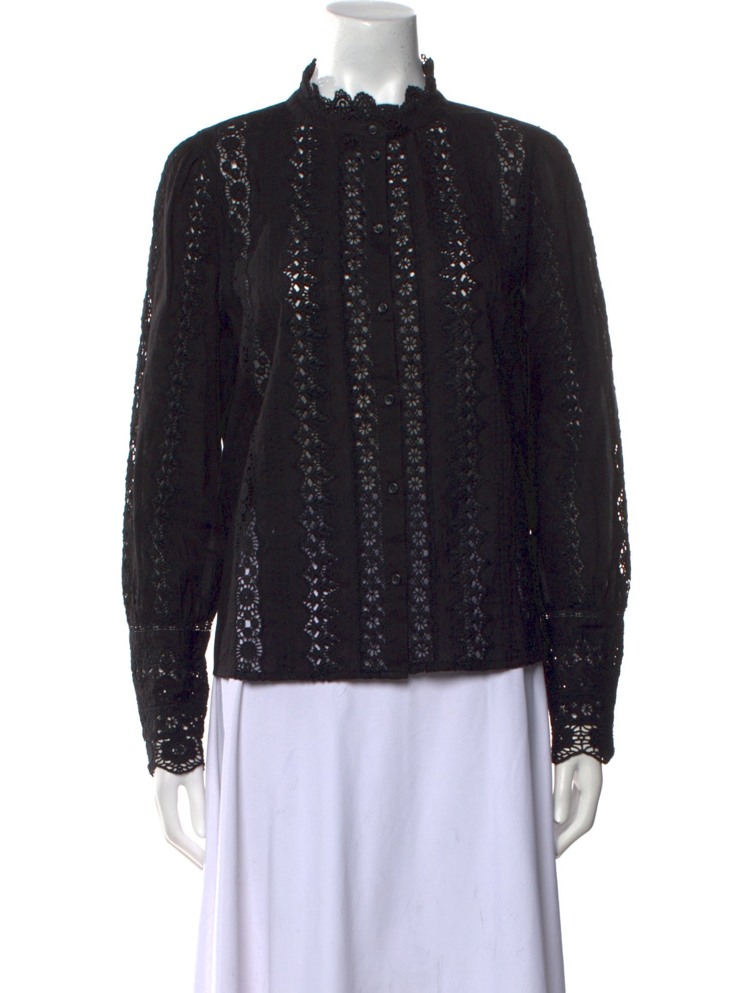 Sézane Mock Neck Long Sleeve Blouse