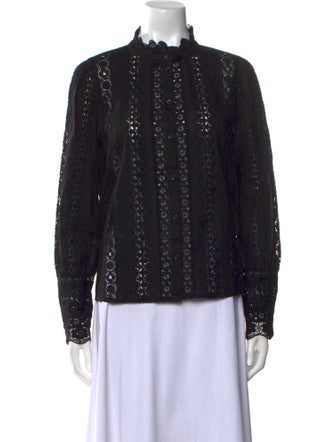 Sézane Mock Neck Long Sleeve Blouse