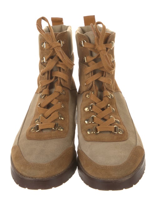 Sézane Canvas Colorblock Pattern Combat Boots